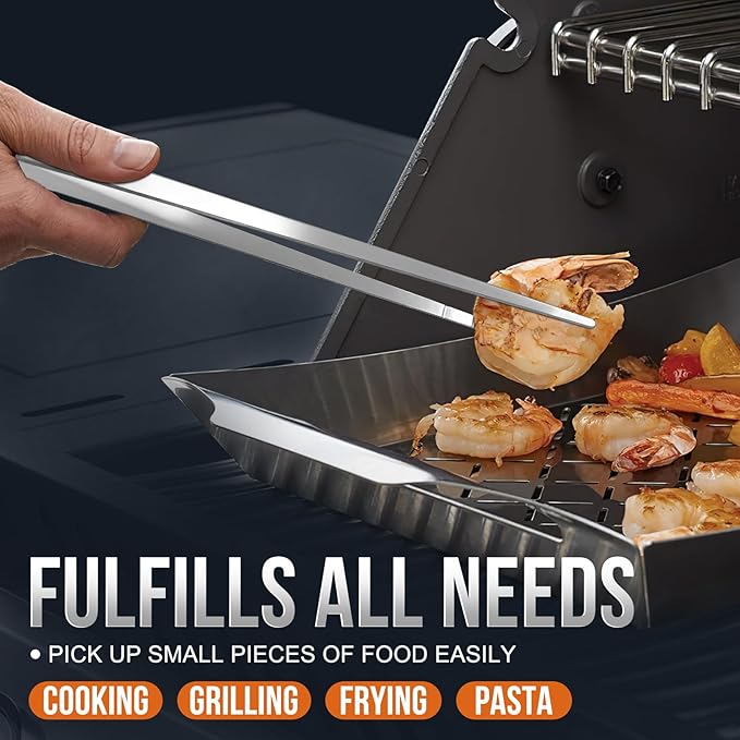 16 Inch long Kitchen Tweezers - 2 Pack large Tweezer Tongs for Cooking, Heavy Duty Stainless Steel Heat Resistant 600°F Food tweezers, Dishwasher safe-PawvioPets