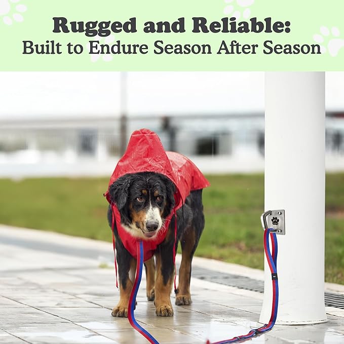 Canine Hitch- Secure Dog Leash Parking Mounted Indoor – Outdoor Wall Hook - Tie Out Stainless Steel Practical Lead Management for Home & Business, Ultimate Strength 6 Packs-PawvioPets