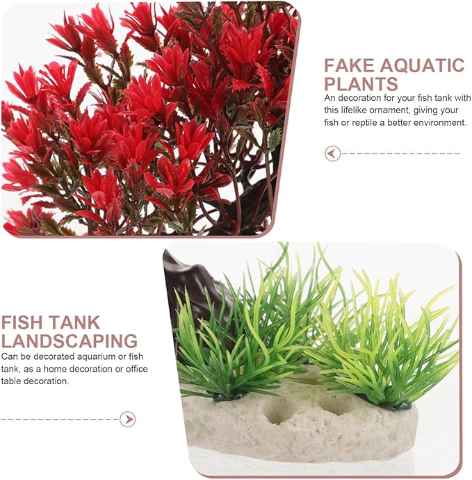 BESTOYARD Fish Tank Decor Artificial Plastic Bonsai Tree, Red Aquarium Ornament for Fish Tanks, 11.81 X 9.05 X 3.93 Inches-PawvioPets