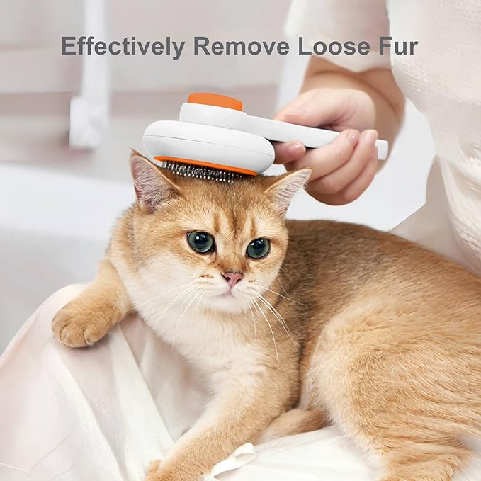 Cat Brush with Release Button, Pet Grooming Brushes for Shedding, Suitable for Long and Short Haired Cats and Dogs, Easy to Remove Removes Loose Undercoat-PawvioPets