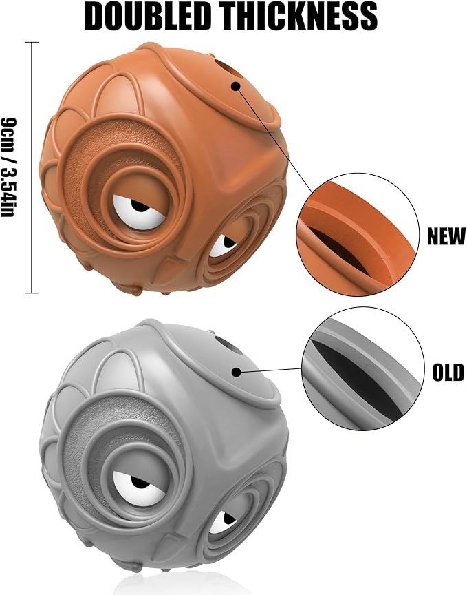 Giggle Ball for Dogs Owl Dog Toys for Aggressive Chewers Medium Large Dogs Fun Gift for Dog Natural Rubber Herding Ball for Dogs Cute Owl Hoot Brown New-PawvioPets