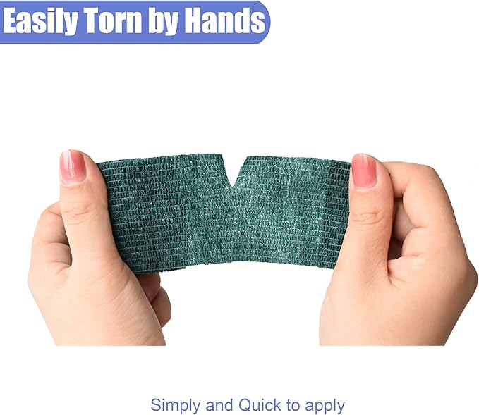 9 Pack 2" x 5 Yards Self Adhesive Bandage Wrap Self Stick Wrap for Ankle, Wrist, Finger, Sports, Breathable Cohesive Vet Tape for Pets (Dark Green)-PawvioPets