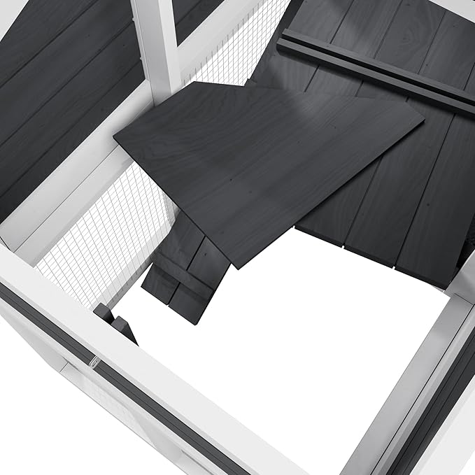 Bunny Cage Premium Rabbit Hutch with Leak-Proof Roof, 2-Story Bunny House for Guinea Pigs & Hamster,Wooden Chicken House with Deep Pull-Out Tray, Waterproof Chicken Coop for Outside (Grey)-PawvioPets