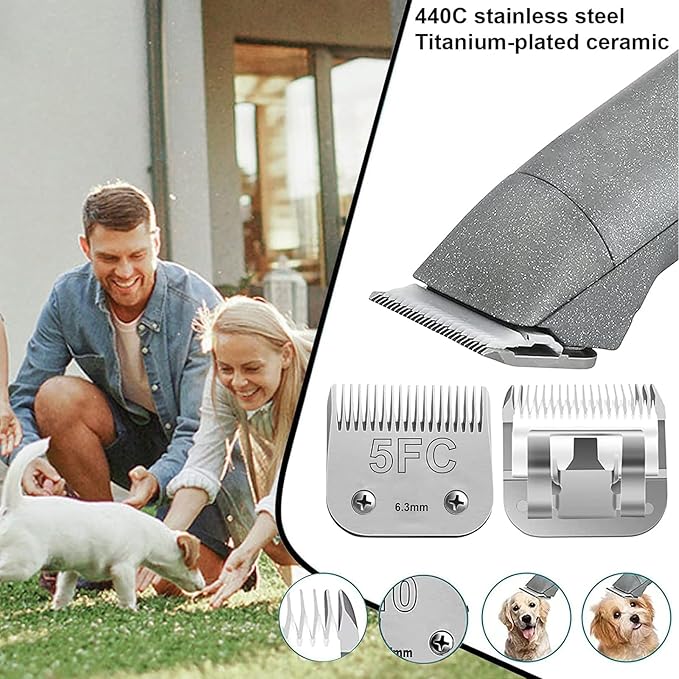 4pcs Dog Grooming Blades Compatible with Andis Dog Clippers,Detachable Ceramic Blade & Stainless Steel Blade (3FC+4FC+5FC+7FC)-PawvioPets