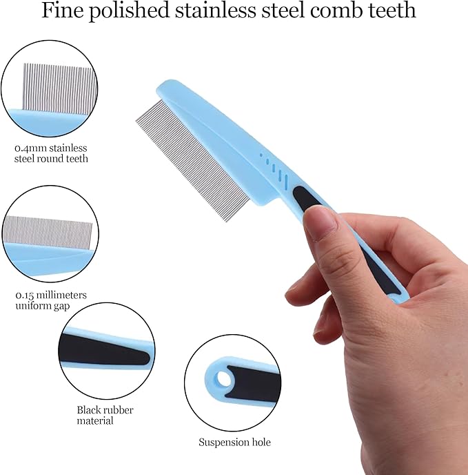 Electrostatic Pet Hair Remover Glove, Reusable Pet Hair Removal Glove for Dog & Cat Grooming, Double Sided Static Pet Hair Fur Remover Gloves for Clothing, Couch, Car Seat (2 gloves+1 flea comb)-PawvioPets