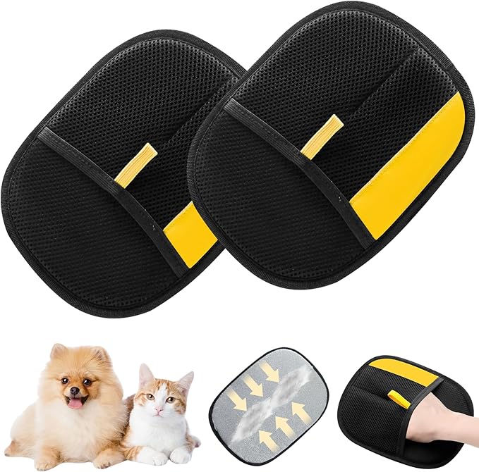2pcs Pet Hair Removal Glove for Cats & Dogs, 2025 New Upgrade Efficient Grooming Gloves for Pet Hair, Cat Grooming Gloves for Hair Removal, Reusable Pet Hair Remover Glove-PawvioPets