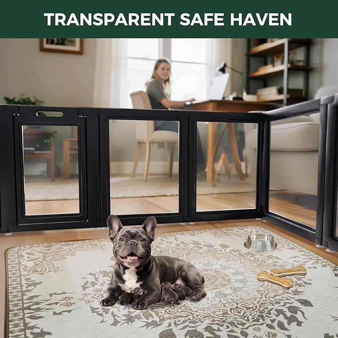 FXW AuraSpace Acrylic Indoor Unleashed Dog Playpen for Small and Medium Dogs, 30 Inch, 12 Panels, Black-PawvioPets