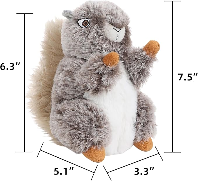 DODODOLA Dog Toys Plush Squirrel Stuffed Animals Chew Toy Soft Squeaky Gift for Small Medium Big Large Dogs Pet-PawvioPets