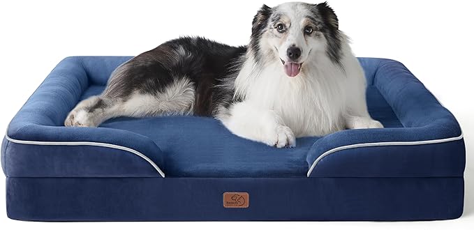 Bedsure Orthopedic Dog Bed for Extra Large Dogs - XL Washable Dog Sofa Beds Large, Supportive Foam Pet Couch Bed with Removable Washable Cover, Waterproof Lining and Nonskid Bottom, Navy Blue-PawvioPets