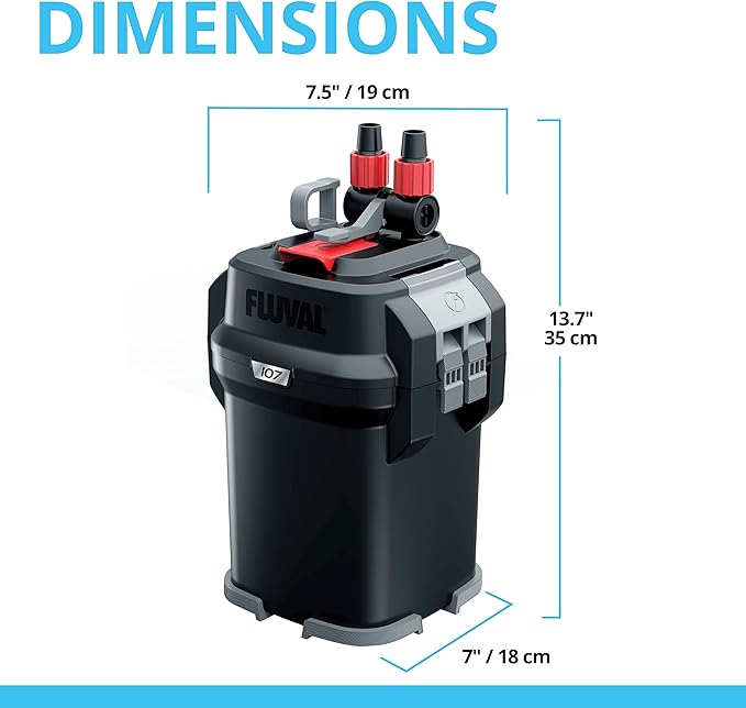 Fluval 107 Perfomance Canister Filter - for Aquariums Up to 30 Gallons - Aquarium Canister Filter-PawvioPets