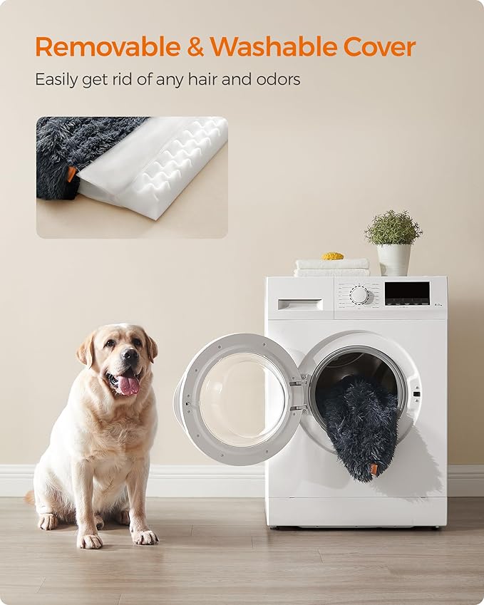 Feandrea Dog Bed, Orthopaedic Dog Sofa Bed for Medium and Large Dogs, Waterproof Ped Bed with Removable Washable Cover, 42 x 31.5 x 9 Inches, Dark Gray UPGW233G02-PawvioPets