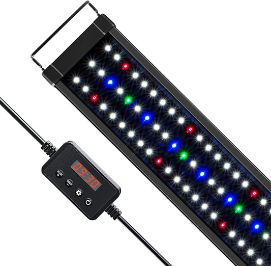 NICREW ClassicLED Plus LED Aquarium Light with Timer, 27 Watts, for 36 to 48 Inch Fish Tank Light, Daylight and Moonlight Cycle-PawvioPets
