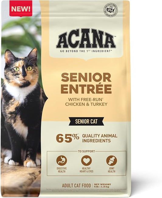 ACANA Dry Cat Food for Seniors Senior Entrée Chicken Turkey and Duck 4lb Bag-PawvioPets