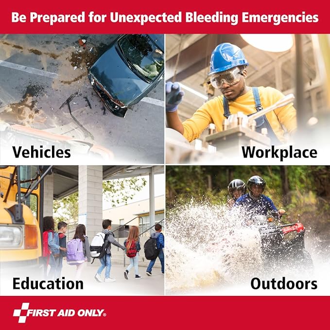 First Aid Only 91481 Critical Essentials Bleeding Control Kit for Chest & Limb Wounds, 9 Pieces-PawvioPets