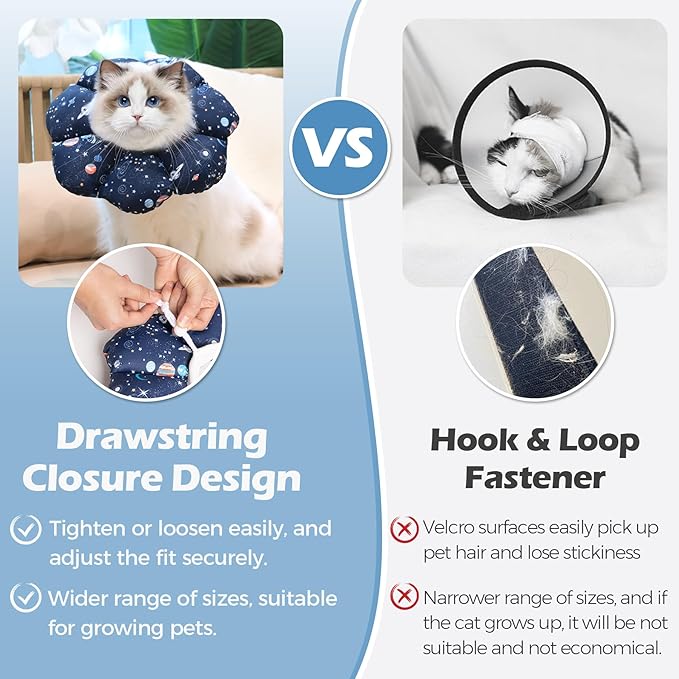 ComSaf Soft, Protective Adjustable Cat Cone Collar to Stop Licking After Surgery, Comfortable Lightweight Elizabethan Collar for Large Cat and Small Dog, Dog Recovery Collar Prevents Licking Wounds-PawvioPets