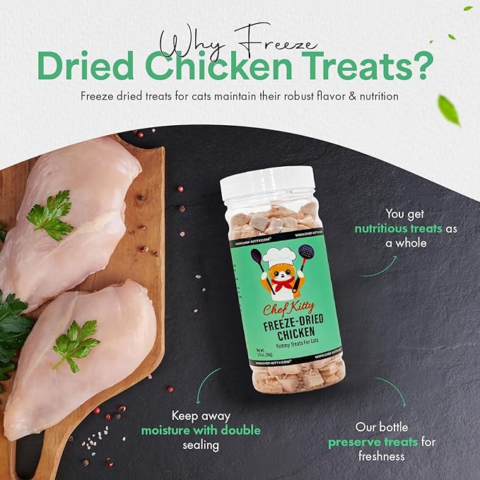 Freeze-Dried Chicken Treats for Cats & Dogs – 100% Human Grade, Single Ingredient, High-Protein, Healthy Snack – No Additives or Preservatives – 3.5oz - Inspected & Tested in USA-PawvioPets
