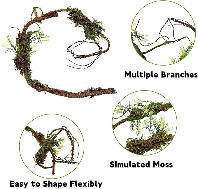 BNOSDM Reptile Vines, Bendable Jungle Climbing Vine, Terrarium Artificial Plants Decor, Reptiles Tank Accessories for Bearded Dragons, Chameleons, Snakes, Lizards, Hermit Crabs-PawvioPets