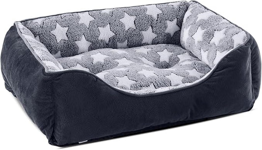 GASUR Large Dog Bed, Rectangle Washable Pet Beds, Orthopedic Dog Sofa Bed, Durable Pet Cuddler Anti-Slip Bottom, Soft Calming Sleeping Warming Puppy Bed (L (35"x 25"x 9"), Black)-PawvioPets