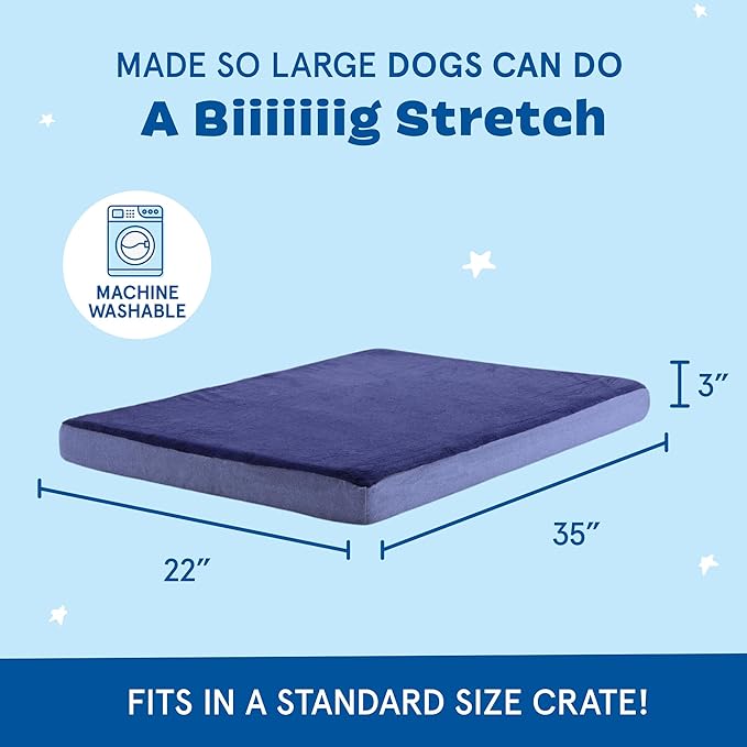 Barkbox Orthopedic Dog Bed with Memory Foam, Premium Comfort for Dogs and Puppies, Dog Bed for Joint Relief and Restful Sleep, Durable and Easy to Clean - Navy, Large-PawvioPets