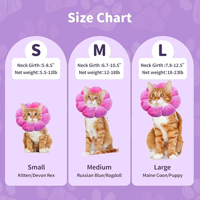 Dog Cat Surgical Recovery Cone Dog Protective Collar, Pet Recovery E-Collar Soft Neck Cone to Stop Licking Wound for Cats & Kittens Small Dog After Surgery-PawvioPets