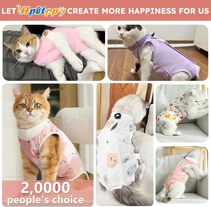Cat Recovery Suit for Spay Abdominal Wounds, Breathable Cat Onesie for Cats After Surgery Female, Kitten Surgical Recovery Suit Female Cone of Shame Alternative for Cats Anti Licking-PawvioPets