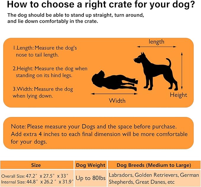 COZPAW Dog Crate Furniture, 48 Inch Dog Crates for Medium/Large Breed, Farmhouse Wood Metal Kennel Indoor Heavy Duty Pet Cage with Caster Wheels (Brown)-PawvioPets