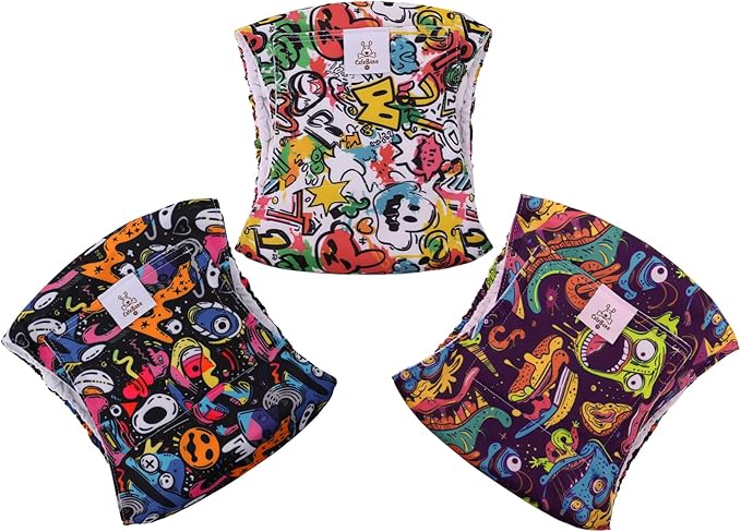 CuteBone Dog Diapers Male Washable Belly Band for Male Dogs Wraps Black 3pcs a Pack DM55L-PawvioPets