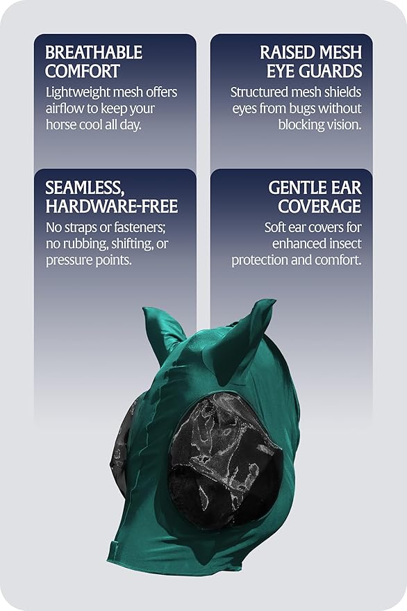 Equinavia Bug Out Fly Mask | Against Flies, Insects, UV Rays - Turquoise - Warmblood-PawvioPets