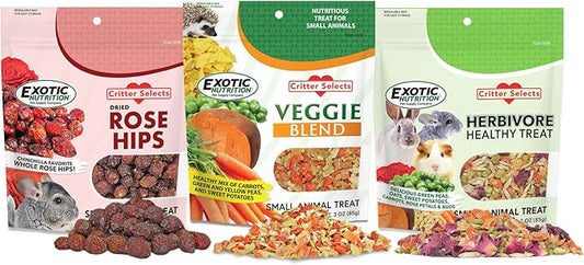 Exotic Nutrition Herbivore Treats (3 Pack) - for Guinea Pigs, Rabbits, Hamsters, Gerbils & More-PawvioPets