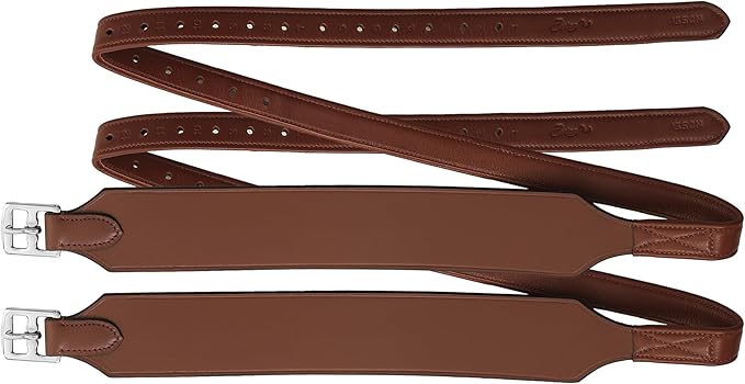 Exion Wide Stability Stirrup Leathers for English Saddles | Premium Cowhide Leather | Enhanced Leg Stability & Comfort | Sizes: 48" to 62"-PawvioPets