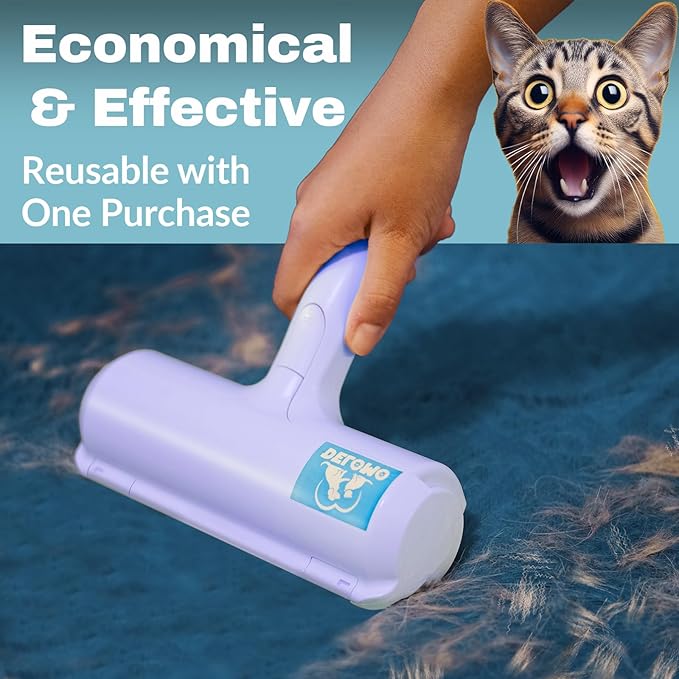 DELOMO Pet Hair Removal Tool, Pet Hair Remover - Lint Roller for Pet Hair - Cat and Dog Hair Remover for Couch, Furniture, Carpet, Car Seat, Reusable Lint Roller with Fur Bin, Pet Owner Essential-PawvioPets
