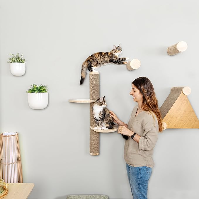 Cat Climbing Wall System – Modern Floating Shelves & Perches for Cats - Sunrise Steps | Ascentials by FurHaven-PawvioPets