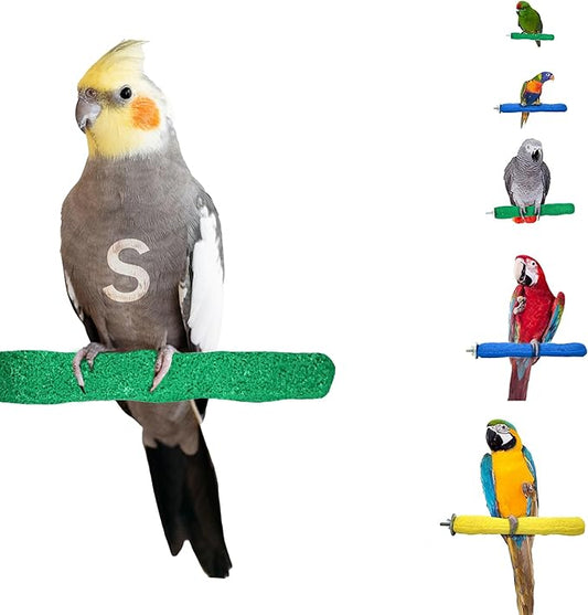 Comfort Grip Safety Perch for Bird Cages - Pedicure Perch for Birds to Keep Nails and Beaks in Top Condition - Safe Easy to Install Bird Cage Accessories - Small 6.5"-PawvioPets