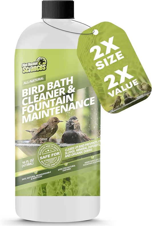 16oz Bird Bath Cleaner, Cleans 80 Gallons of Water, Ideal Fountain Cleaner Safe for Birds, Bird Bath Fountains Clarifier, Liquid Birdbath and Fountain Maintenance, Promotes Clean & Clear Water-PawvioPets