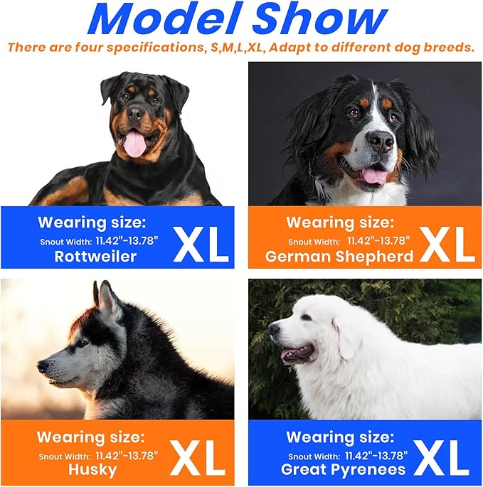 Dog Muzzle, Basket Muzzle for Small Medium Large Dogs, Anti-Biting and Chewing, Lightweight & Sturdy Cage Design, Allows Panting & Drinking, Ideal for Grooming & Training(Blue Size XL)-PawvioPets