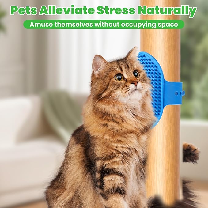 4Colors Cat Self Groomer for Indoor Cats, Wall Mounted Silicone Self Grooming Cat Brush for Long Short Hair, Cat Face Scratchers Cat Corner Massage Comb for Kitten Sofa Chair Leg Scratching Post Cover-PawvioPets