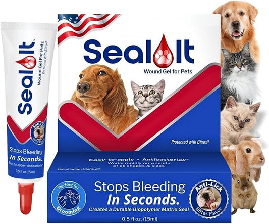 Dog Wound Care Gel – Styptic Powder Alternative for Dogs & Cats | Quick Stop Bleeding for Cuts, Nails & Scrapes | Liquid Bandage First Aid for Pets and Animals | Seal It® 15ml | Made in USA-PawvioPets