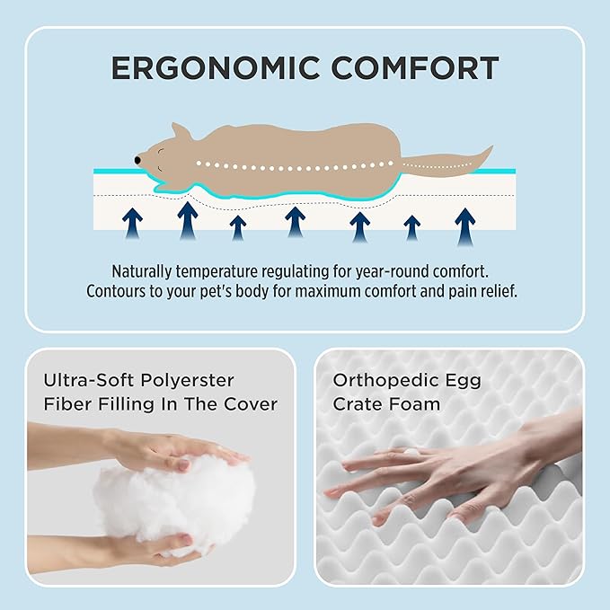Bedsure Cooling Dog Bed for Small Dogs - Orthopedic Flat Puppy Beds with Removable Washable Cover, Egg Crate Foam Pet Mat, Suitable for Pet Up to 20 lbs-PawvioPets