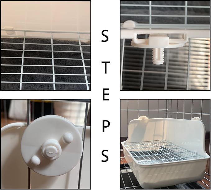 11Pcs Rabbit Litter Box Toilet,Bunny Corner Litter Bedding Plastic Square Grate Guinea Pig Bunny Ferret Hamster Hedgehog, Potty Trainer Bedding Box for Guinea Pig Ferret Hamster Hedgehog (White)-PawvioPets