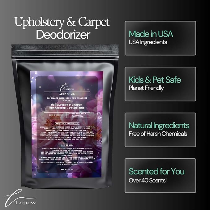 Aurabomb Carpet Freshener Powder Refill 36 oz | Powerful Odor Eliminator for Home | Upholstery Deodorizer | Carpet Deodorizer | Pet Urine | Cat Litter Box | Bombshell Fragrance-PawvioPets