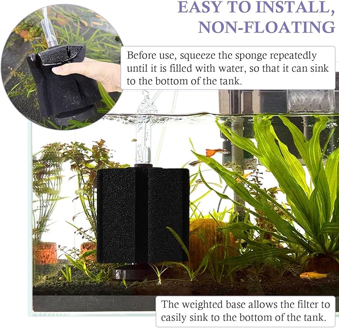 FEDOUR Aquarium Sponge Filter, Ultra Quiet Aeration Bio Sponge Filters for Breeding Fry Shrimp Betta Fish Tank, Efficient Submersible Aquarium Filter for up to 100Gallon Tank (L for up to 100gallon)-PawvioPets