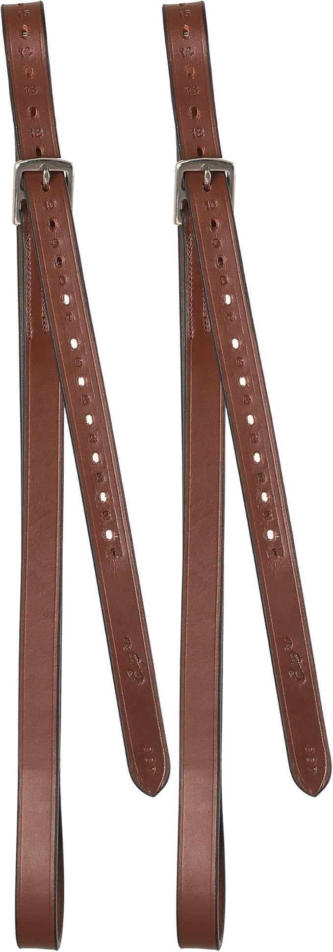 Exion Pre-Stretched Leather Stirrup Leathers for English Saddles | Premium Vegetable-Tanned Non-Stretch Stirrups for Jumping, Dressage & Schooling | 18-Hole Numbered Adjustment & SS Buckles-PawvioPets