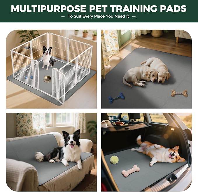 FXW Washable Pee Pads for Dogs, Puppy Pads with Super Absorbent, Specifically Designed for Potty Training, 35" Square, Gray, 2 Packs-PawvioPets