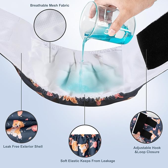 5 Pack Dog Diapers Male,Reusable Leakproof Pet Soft Dog Belly Band Wraps,High Absorbency Male Dog Diaper,Wider Washable Belly Band for Doggy Incontinence and Puppy Training-PawvioPets