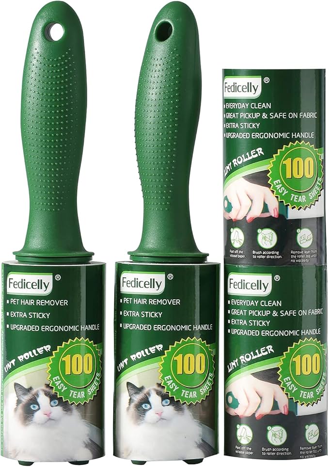 Fedicelly Extra Sticky Lint Rollers Pet Hair Remover for Laundry Clothes Furniture Carpet,Total 400 Sheets Lint Rollers Refills Dog Cat Hair Lint Remover Brush Couch-PawvioPets