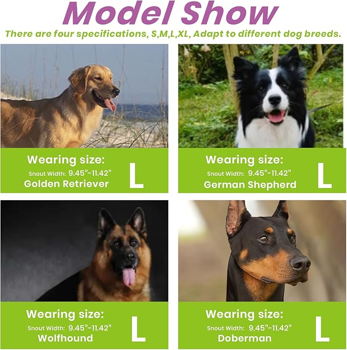 Glow-in-The-Dark Dog Muzzle, Basket Muzzle for Small Medium Large Dogs,Anti-Biting Chewing, Lightweight Cage Design,Allows Drinking & Panting,for Grooming & Training (Transparent Size L)-PawvioPets