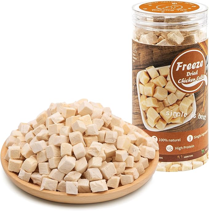 Freeze Dried Raw Cat and Dog Treats, Healthy Limited Ingredient Chicken Cube Weight Control Traing Treats for Small Dogs Cats (Chicken)-PawvioPets