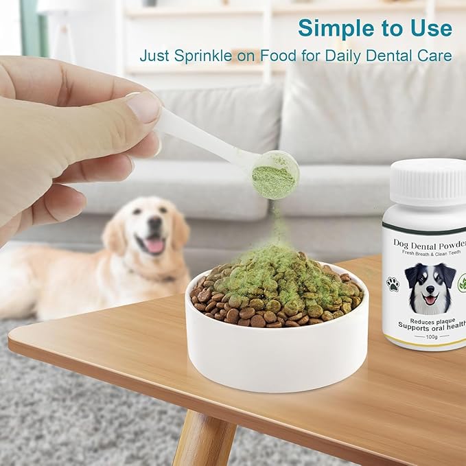 Dog Teeth Cleaning Powder 100g Fights Plaque & Tartar Freshens Breath All-Natural Ingredients for Dogs of All Breeds and Ages Easy to Use Dog Dental Powder-PawvioPets