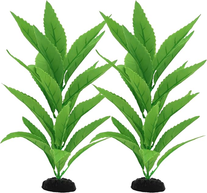 2-Pack 12 Inch Aquarium Silk Aquarium Plants, Artificial Plastic Plant for Small Tank, Goldfish, Fish Hides (Green A, 12 Inch)-PawvioPets