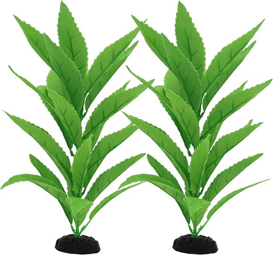 2-Pack 12 Inch Aquarium Silk Aquarium Plants, Artificial Plastic Plant for Small Tank, Goldfish, Fish Hides (Green A, 12 Inch)-PawvioPets